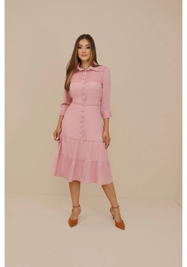Vestido Pietra Em Crepe Vicenza Rosa Nitido Outono/Inverno 2026