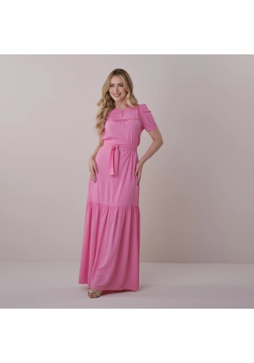 Vestido Carina Em Viscose Ingress Rosa Tata Martelo Primavera/Verão 2026