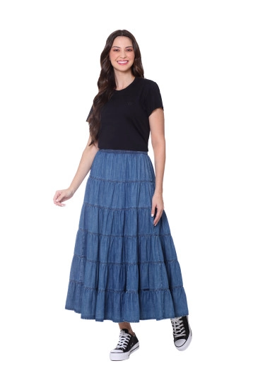Saia Esmeralda Em Jeans Claro Hapuk Outono/Inverno 2025