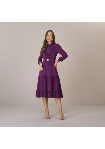 Vestido Lena Em Dots Shine Roxo Tatá Martello Outono/Inverno 2025