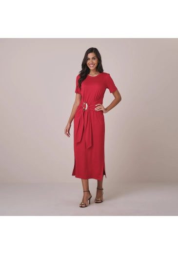 Vestido Marcia Em Malha Vicenza Vermelho Tatá Martello  Primavera/Verão 2026