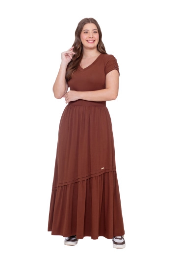 Vestido Marília Marrom Em Algodão Hapuk Outono/Inverno 2025
