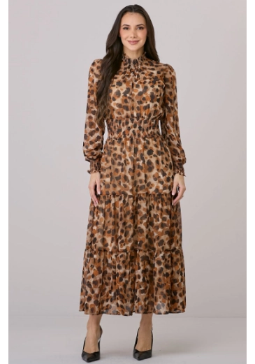 Vestido Dulce Em Crepe Marrom Tata Martello Outono/Inverno 2026