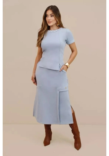 Saia Alice Em Moletom Azul Nitido Outono/Inverno 2026