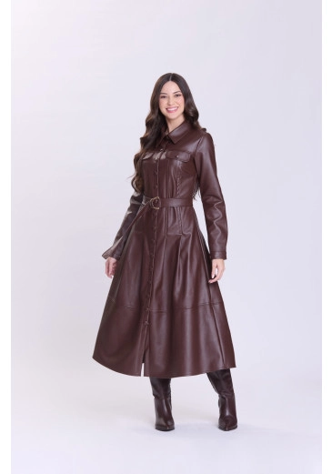 Vestido Elis Em Tecido Plano Marrom Hapuk Outono/Inverno 2026