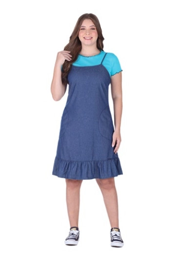 Vestido Valéria Jeans Escuro Hapuk Alto Verão 2025