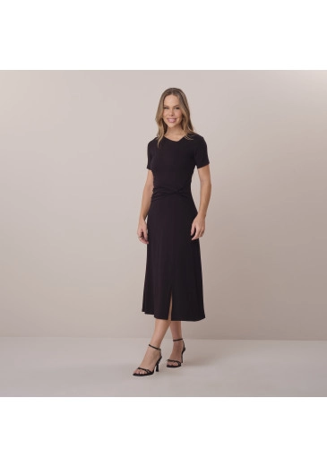 Vestido Carmem Em Malha Stella Maris Preto Tata Martello Primavera/Verão 2026