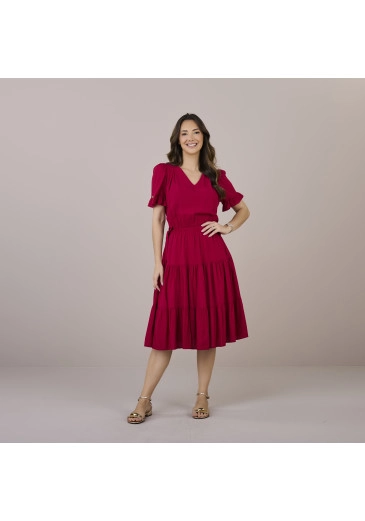Vestido Madalena Em Viscose Pink Tatá Martello Outono/Inverno 2025