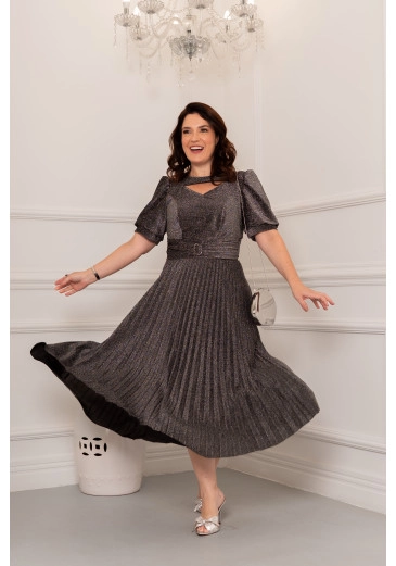 Vestido Max Plissado Em Lurex Kauly Primavera/Verão 2025