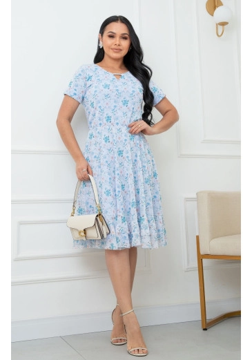 Vestido Carolina Em Tule De Malha Estampada Maria Amore Primavera/Verão 2026