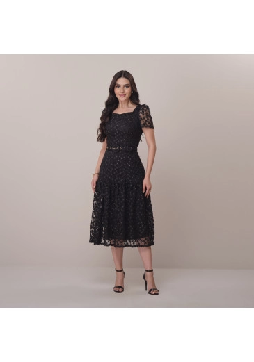 Vestido Leila Em Tule Bordado Preto Tata Martello Primavera/Verão 2026