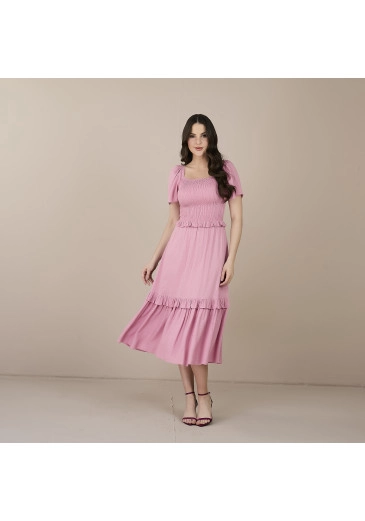Vestido Debora Em Linho Rayon Fresh Rosa Tatá Martello Primavera/Verão 2025