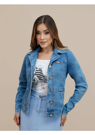 Jaqueta Emanuelle Em Jeans Lavagem Azul Média Nitido Outono/Inverno 2026