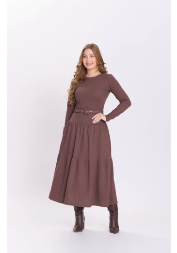 Vestido Latifa Em Malha Marrom Hapuk Outono/Inverno 2026