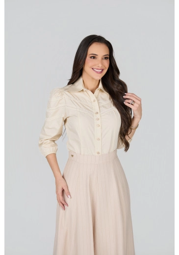 Camisa Suzana Em Tricoline Off White Tata Martello Primavera/Verão 2027