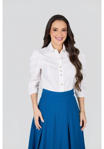 Camisa Suzana Em Tricoline Branco Tata Martello Primavera/Verão 2027