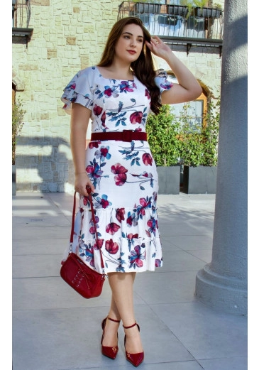 Vestido Stella Em Crepe Estampado Maria Amore Alto Verão 2025