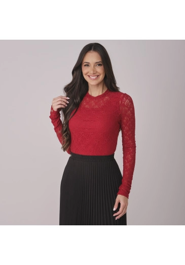 Blusa Mila Em Renda Vermelho Tata Martello Outono/Inverno 2026
