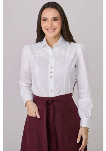 Camisa Luciana Em Tricoline Off  Tata Martello Outono/Inverno 2026