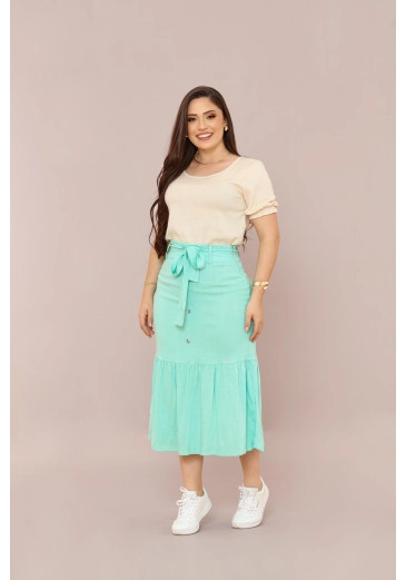 Saia Confeccionada No Viscose Off White Maria Amore Outono/Inverno 2025