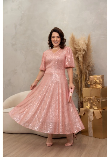 Vestido Max Em Lady Like Rosa Kauly Alto Verão 2025