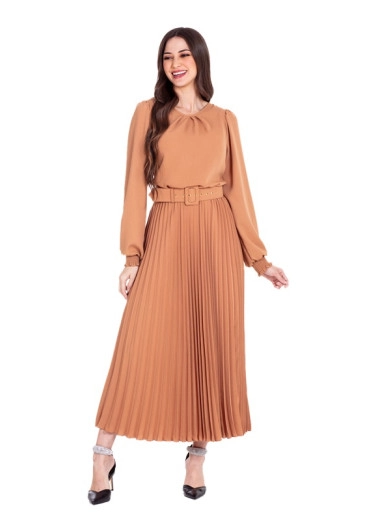 Vestido Mercedes Em Tecido Plano Bege Hapuk Outono/Inverno 2024