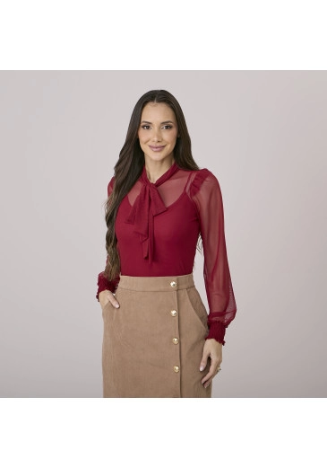 Blusa Neide Em Tule Marsala Tata Martello Outono/Inverno 2026