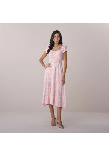 Vestido Juliana Em Linho Rosa Tatá Martello Primavera/Verão 2026