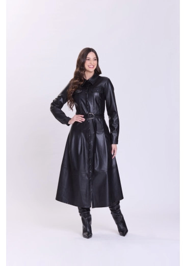 Vestido Elis Em Tecido Plano Preto Hapuk Outono/Inverno 2026