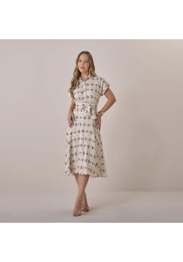 Vestido Gabriela Em Linho Caribe Tatá Martello Primavera/Verão 2026