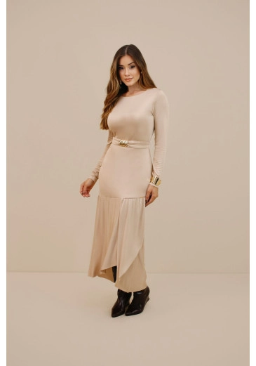 Vestido Angel Em Malha De Viscose Glow Caqui Nitido Outono/Inverno 2026