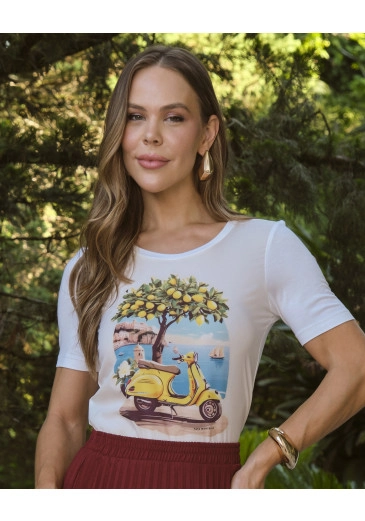 Blusa Analice Em Crepe Gloss Estampa Exclusiva Amarelo Tata Martello Primavera/Verão 2026