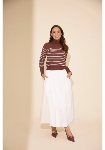 Saia Liz Em Tricoline Off Jany Pim Outono/Inverno 2026