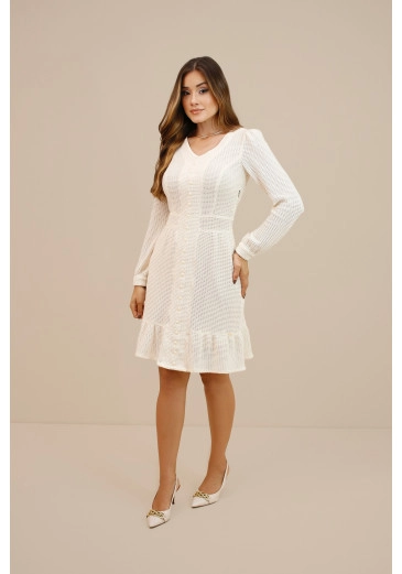 Vestido Rafa Em Crochet Branco Nitido Outono/Inverno 2026