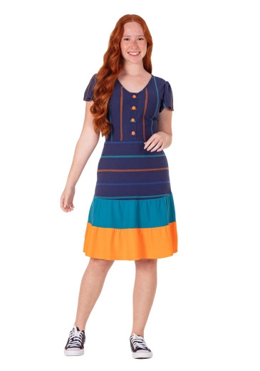 Vestido Loryani Em Piquet Azul Marinho Hapuk Primavera/Verão 2025