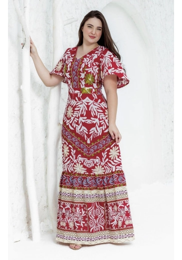 Vestido Jaciara Longo Em Crepe Estampado Maria Amore Primavera/Verão 2025