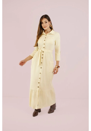 Vestido Katia Em Tecido Cora De Viscose Amarelo Nitido Outono/Inverno 2026