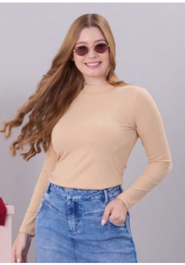 Blusa Sophia Em Malha Canelada Bege Hapuk Outono/Inverno 2026