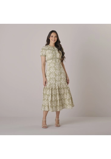 Vestido Taciane Em Algodão Bordado Verde Tata Martello Outono/Inverno 2026