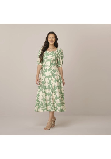 Vestido Laura Em Bamboo Rayon Verde Tatá Martello  Primavera/Verão 2026