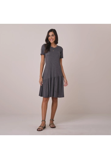 Vestido Cleo Em Malha Zambia Cinza Tatá Martello Primavera/Verão 2026