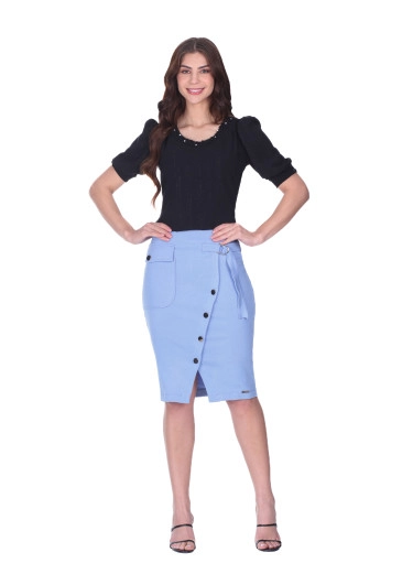 Saia Gabriele Em Malha Estruturada Azul Hapuk Primavera/Verão 2026