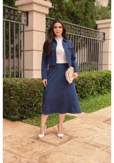 Conjunto Luiza Em Crepe Alfaiataria Azul Marinho Jany Pim Outono/Inverno 2026