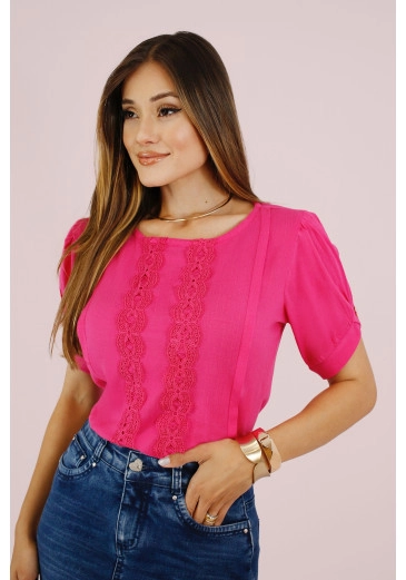 Blusa Florença Em Viscose Pink Nitido Outono/Inverno 2026