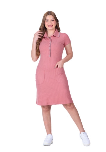 Vestido Natielle Em Malha Canelada Rose Hapuk  Primavera/Verão 2026