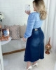 Saia Jeans Midi com Botões Najila Jeans 