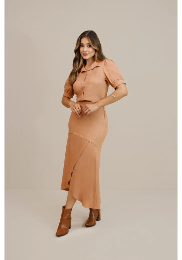 Saia Begônia Em Viscose Rust Nítido Outono/Inverno 2026