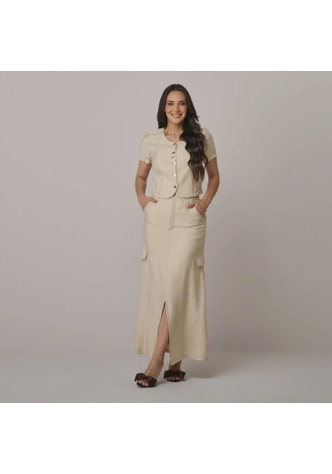 Conjunto Rafaela Em Linen Twill Bege Tata Martello Outono/Inverno 2026