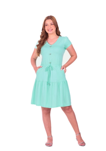 Vestido Annely Em Malha Pima E Ribana Verde Hapuk Primavera/Verão 2027