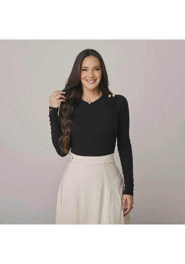 Blusa Giovana Em Stella Maris Preto Tata Martello Outono/Inverno 2026